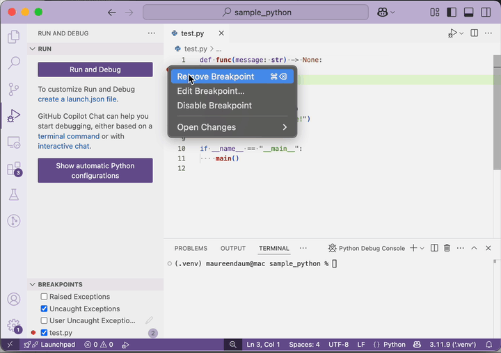 Configure a breakpoint