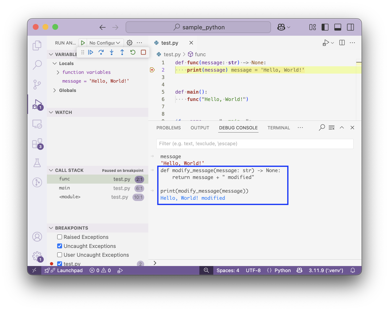 Defining new logic in the debug console
