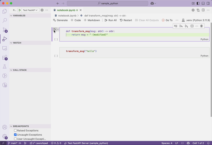 Debug a notebook